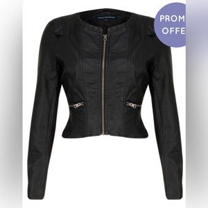 French Connection Riot Stretch Cropped Vegan-leather Jacket size 6 US worn once!